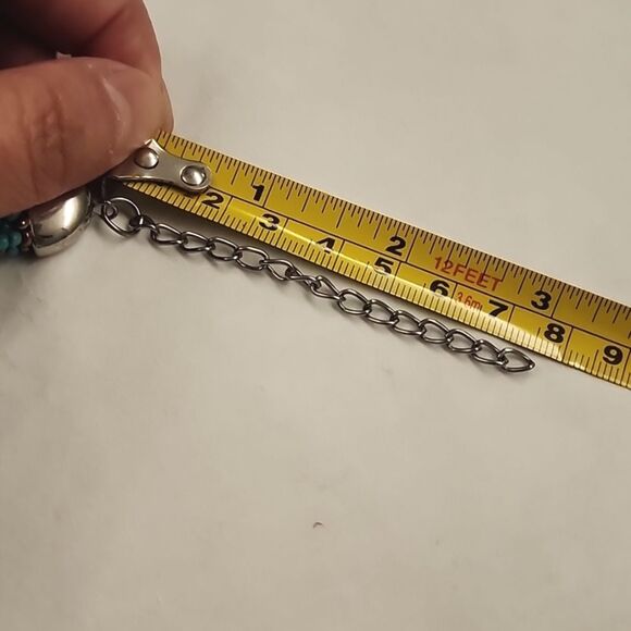 Turquoise Braided Seed Bead Collar Necklace 16x1.5 In. Euro Summer Resortwear - Picture 8 of 8